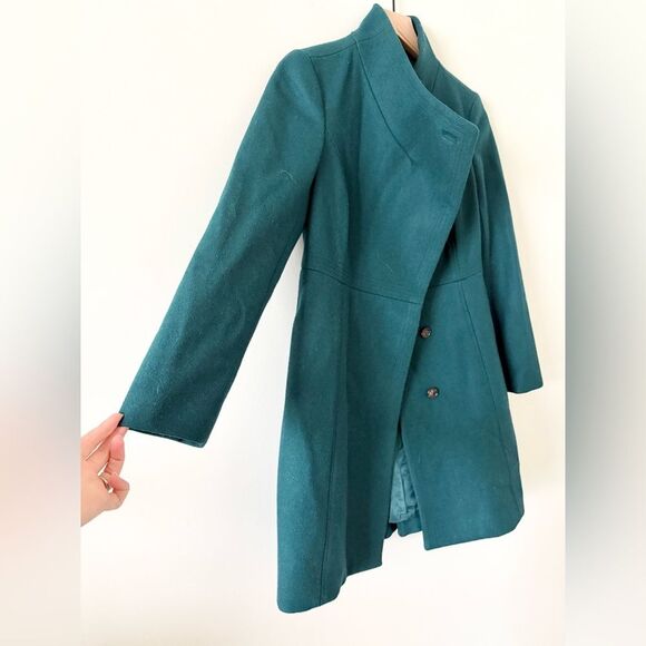 Talbots Wool Blend Midi Dress Peacoat Coat in Teal Size 2P - Picture 2 of 6